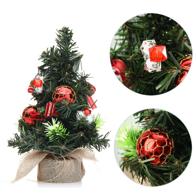Christmas Home Party Decorations Supplies Mini Christmas Tree with Ornaments Toys - Trendha