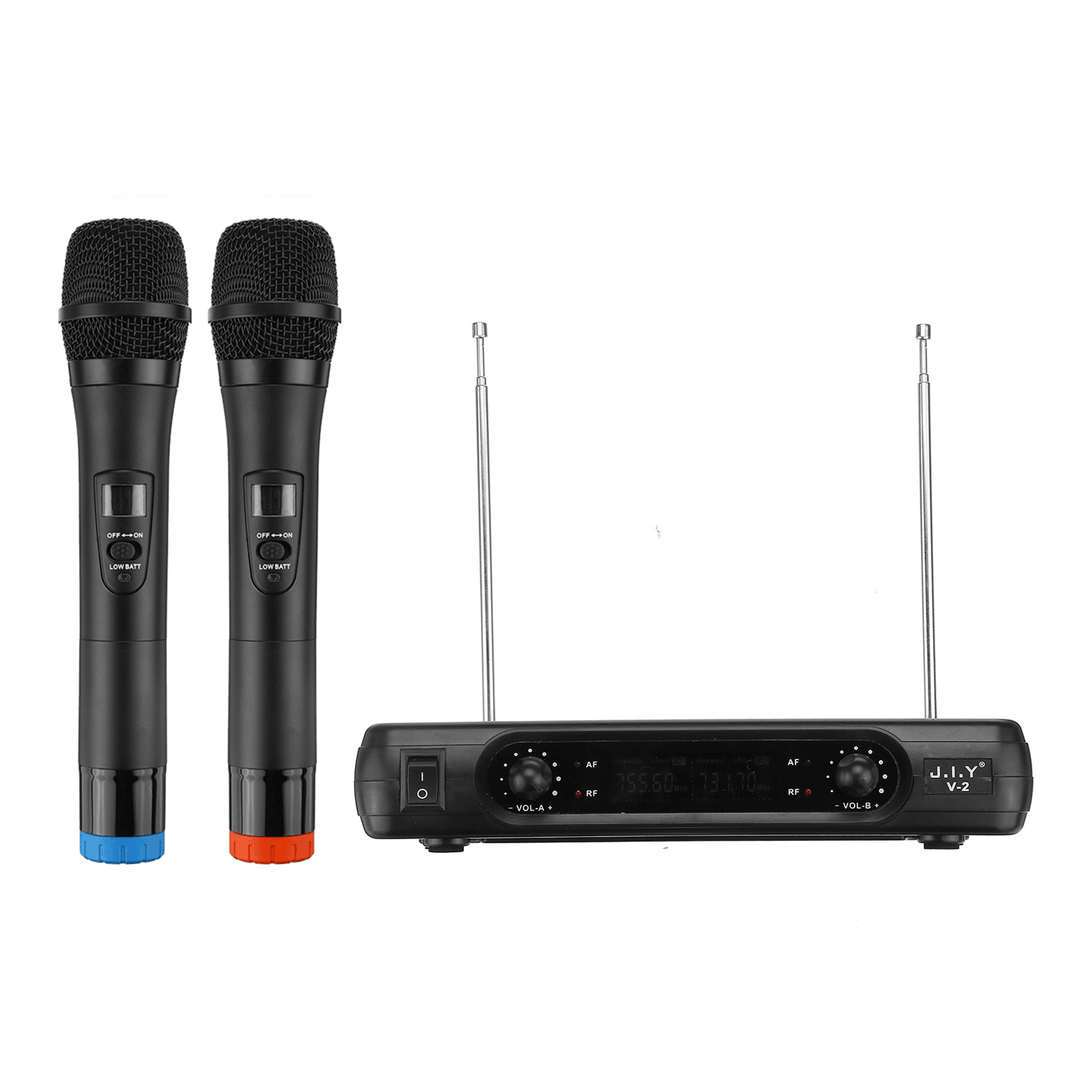 Professional UHF Dual Wireless Microphone System Kits 2 Channel Cordless Handheld Mic +Receiver Kareoke KTV Home Party Supplies Speakers - Trendha