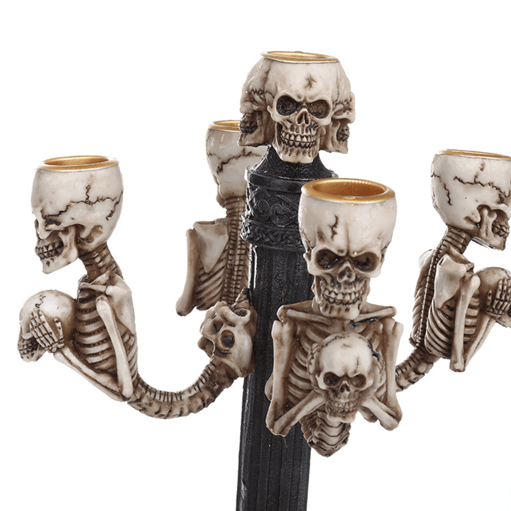 Resin Craft Statues Skull Candlestick Creative Figurines Sculpture Decorations - Trendha