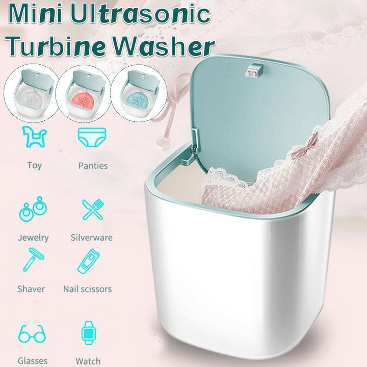 18W 3.8L Ultrasonic Tturbine Table Top Mini Portable Washing Machine Laundry Washer Heathy USB Recharging for Home Travel - Trendha
