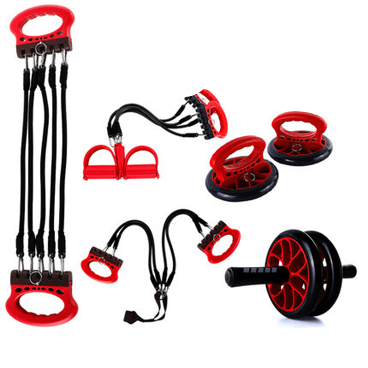 5PCS Exercise Tools Abdominal Wheel Footrest Stretcher Chest Push-Ups Stand Body Fitness Trainer - Trendha