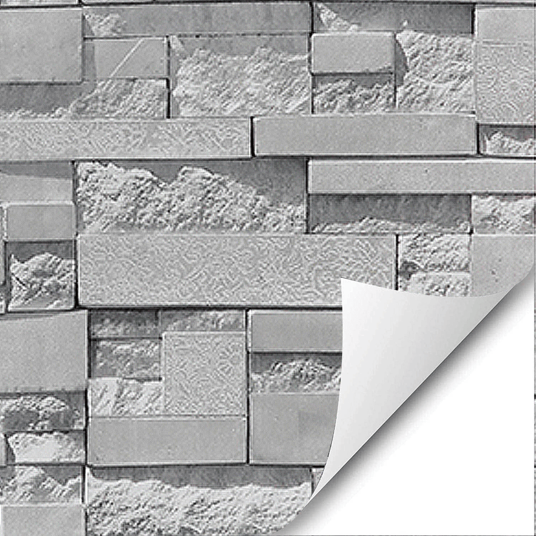 Gray Wallpaper Sticker Wall Cloth Wallpaper Self-Adhesive Waterproof Pvc Retro Brick Pattern Stone Wall Decoration - Trendha