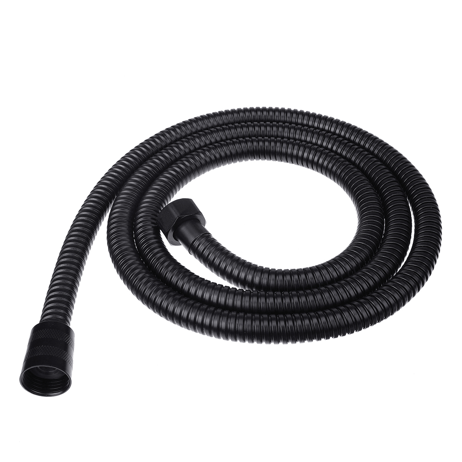 1.5M Black Stainless Steel Bathroom Shower Hose Handheld Water Pipe Fittings Shower Head Hose Replacement G1/2 Connection W/ Double Buckles - Trendha