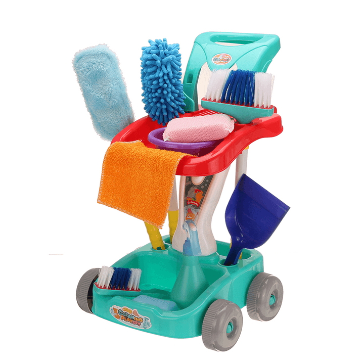 12PCS Plastic Home Cleaning Broom Mopping Carts Mini Tools for Children Toys - Trendha