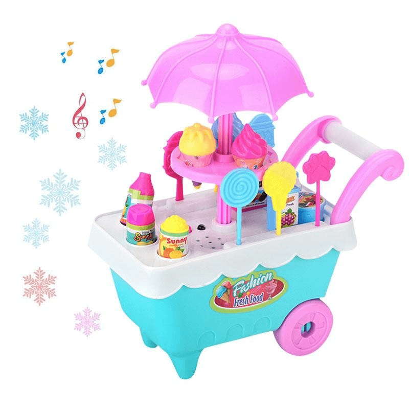 19 PCS Mini Candy Cart Detachable Ice Cream Shop Cart DIY Decoration Toys - Trendha