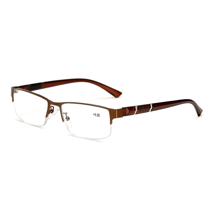 Stainless Steel Resin Lens Reading Glasses Half Frame Presbyopic Glasses - Trendha