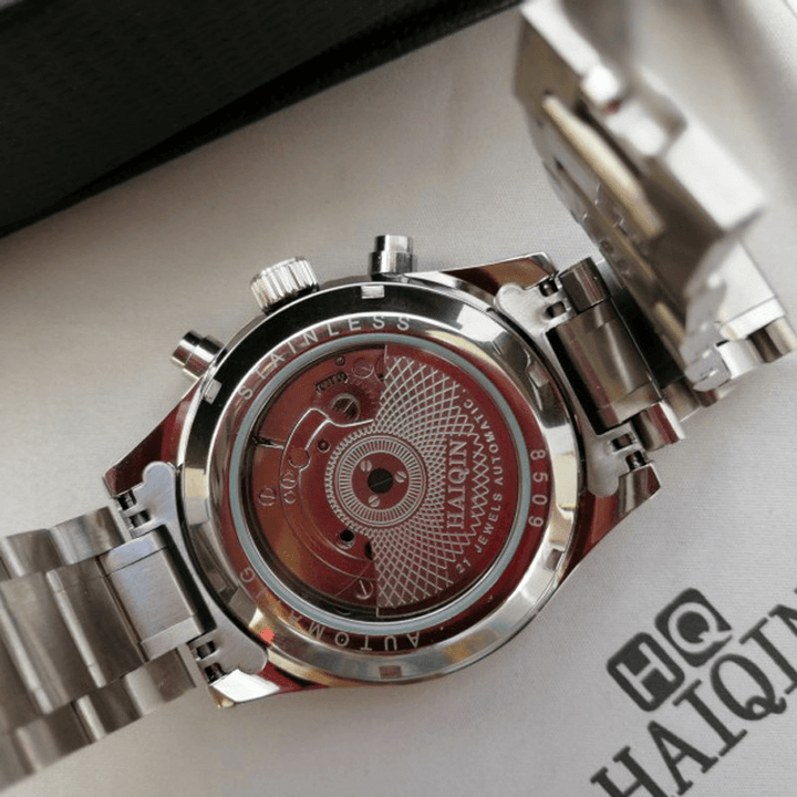HAIQIN 8509 Fashion Full Steel 3ATM Waterproof Automatic Mechanical Watch - Trendha