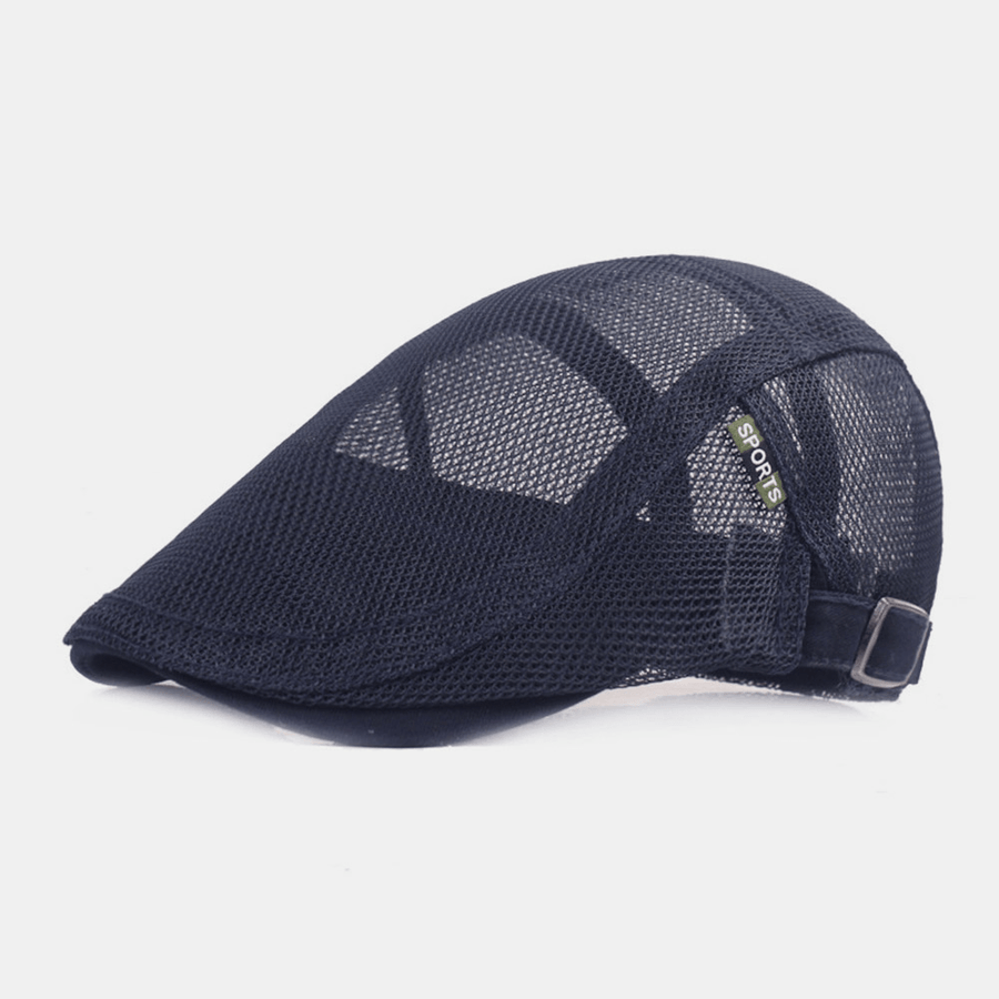 Unisex Full Mesh Beret Cap Summer Cool Suncreen Breathable Flat Cap Ivy Cap Driver Hat - Trendha