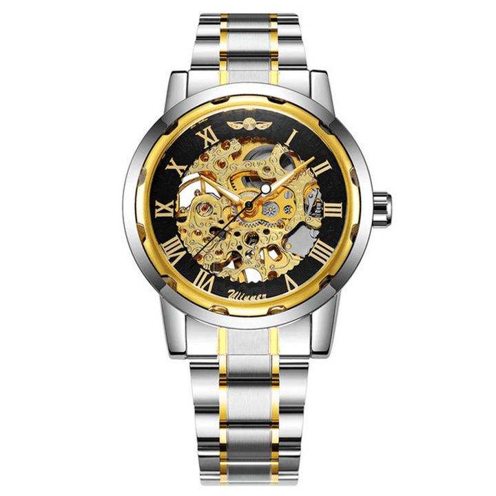 Business Skeleton Dial Steel Band Waterproof Men Automatic Mechanical Watch Wristwatch - Trendha