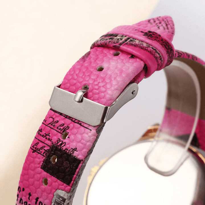 Fashion Bohemia Style Women Watch Leather Strap Retro Rose Pattern Quartz Watch - Trendha