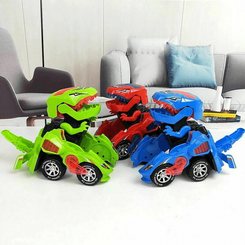 Electric Transforming T-Rex Dinosaur Car with Light Sound Animal Diecast Model Toys - Trendha