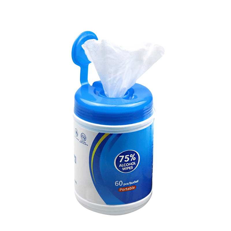 60Pcs Portable 75% Alcohol Wet Wipes Bucket Antiseptic Cleaner Disposable Wet Tissue Paper Sterilization for Personal Care in Travel Outdoor - Trendha