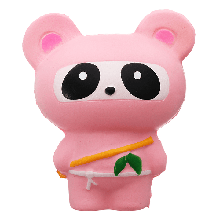 Pink Bear Squishy Panda Ninja Suit Soft Toy 13.5Cm Slow Rising Bag with Packaging Gift - Trendha