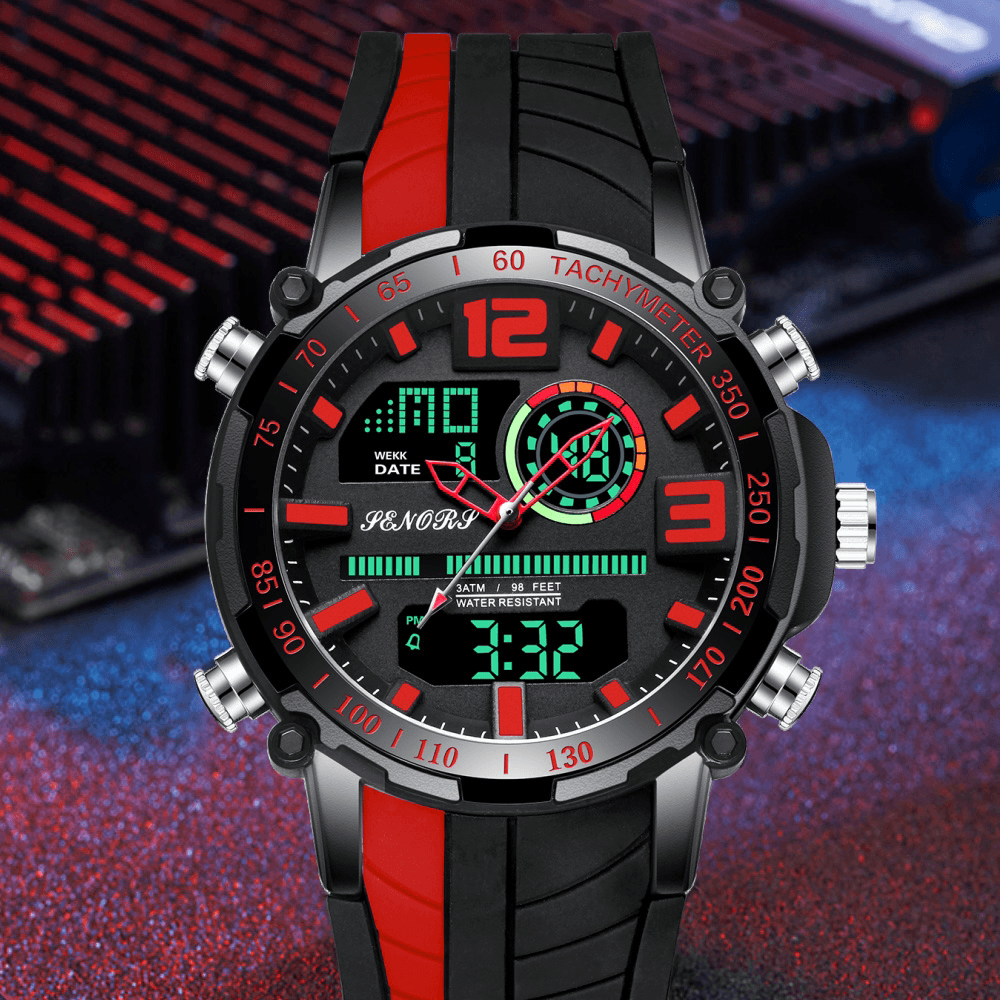 SENORS SN150 Dual Display Digital Watch Outdoor Sport Alarmclock Calendar Chronograph Noctilucent Waterproof Watch - Trendha
