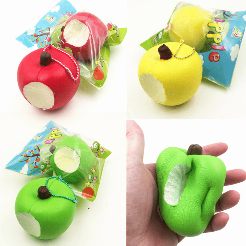 Sanqi Elan Simulation Cute Apple Soft Squishy Super Slow Rising Original Packaging Ball Chain Kid Toy - Trendha