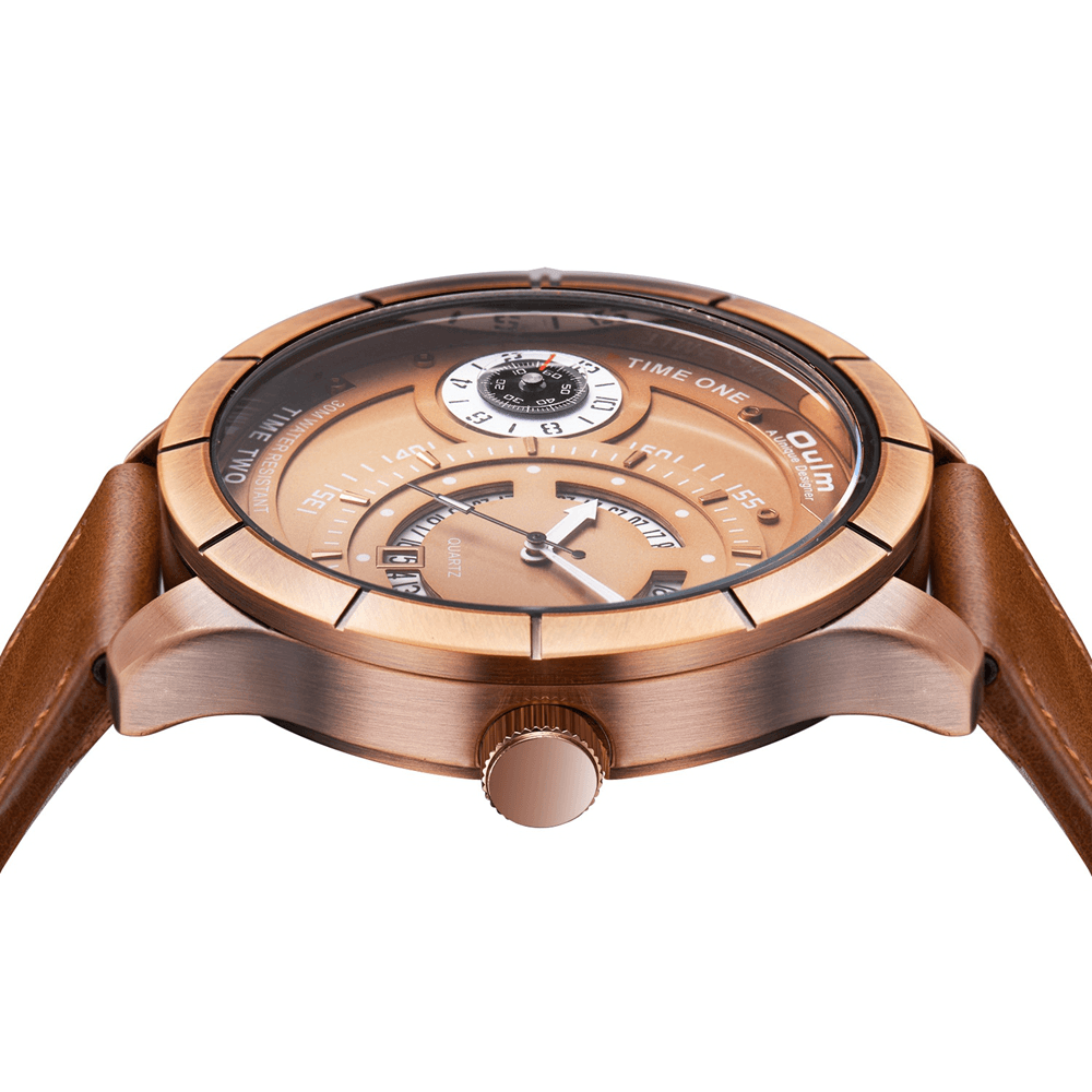 OULM HP6032 Big Dial Creative Men Wrist Watch Leather Watch Band Quartz Watches - Trendha