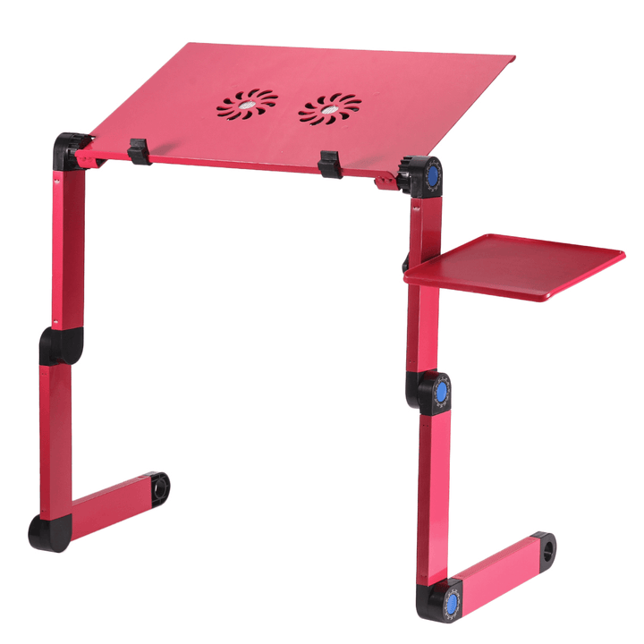 Adjustable Laptop Table Stand Portable Folding Notebook Desk Stand 2 Fans with Mouse for Bed Sofa Home - Trendha