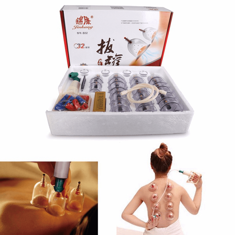 Traditional Chinese 32 Cups Vacuum Suction Cupping Kit Magnet Massage Slimming Cup Set - Trendha