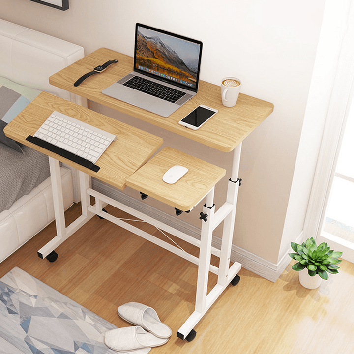 Lifting Laptop Table Adjustable Height Desk Standing Computer Table with Wheel Mobile Bedside Table for Home Office - Trendha