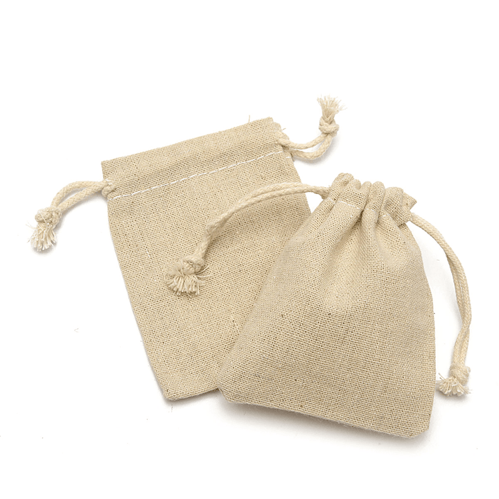 30Pcs Natural Linen Pouch Burlap Jute Sack Jewelry Pouch Drawstring Gift Bags 8X10Cm - Trendha