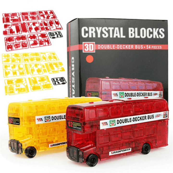 Creative IQ 3D Crystal Puzzle Jigsaw Blocks Assembling Bus Car Model DIY Toys - Trendha