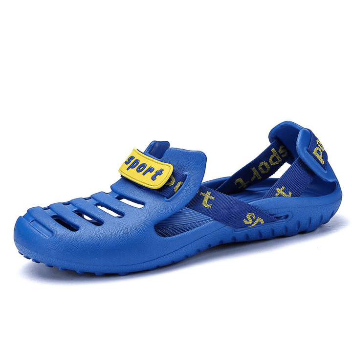 Men Breathable Non Slip Hollow Out Waterproof Closed Toe Casual Beach Slippers - Trendha