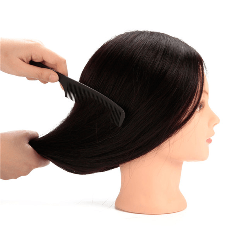 100% Black Practice Mannequin Real Human Hair Training Head Hairdressing Cutting Clamp Holder - Trendha