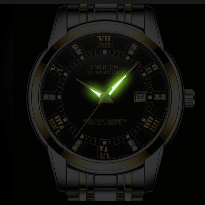 FNGEEN 2081 Fashion Business Men's Quartz Watch | Diamond Dial, Luminous Pointer, Calendar Date Display - Trendha