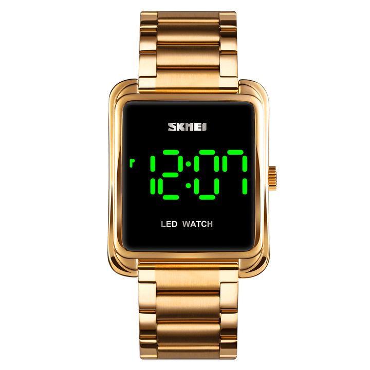 SKMEI 1505 Casual Luminous Date Display Waterproof LED Stainless Steel Strap Fashion Women Digital Watch - Trendha