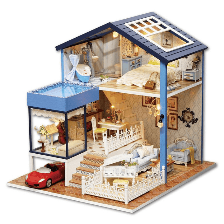 Cuteroom A-061-A Seattle DIY Dollhouse Miniature Model with Light Music Collection Gift Decor - Trendha