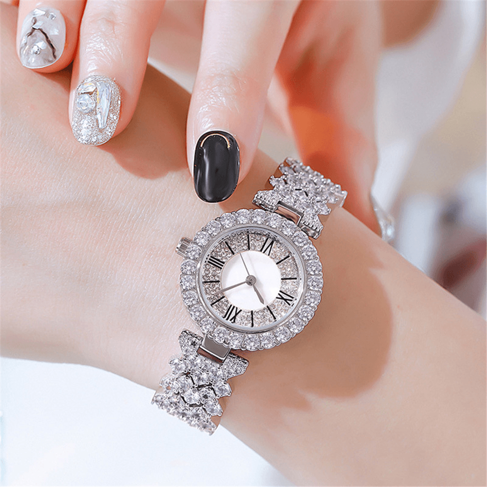 XSVO Watch Set Luxury Elegant Style Women Quartz Watch Diamond-Studded Bracelet for Mothers Girlfriend Ladies - Trendha