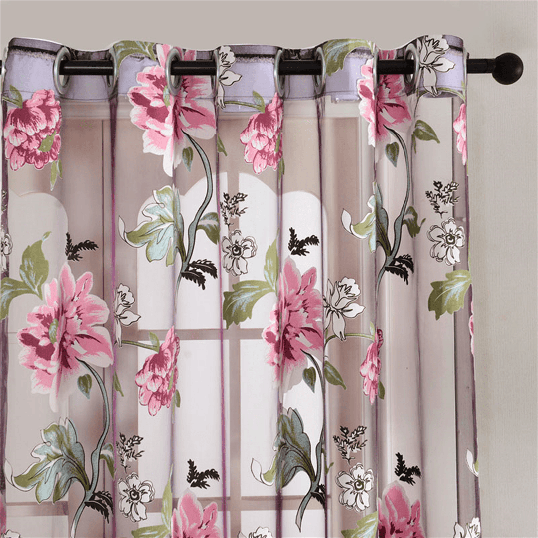 Honana Modern Sheer Curtains for Living Room Floral Tulle Window Treatments Bedroom Flower Panel Drapes for Girl Room - Trendha
