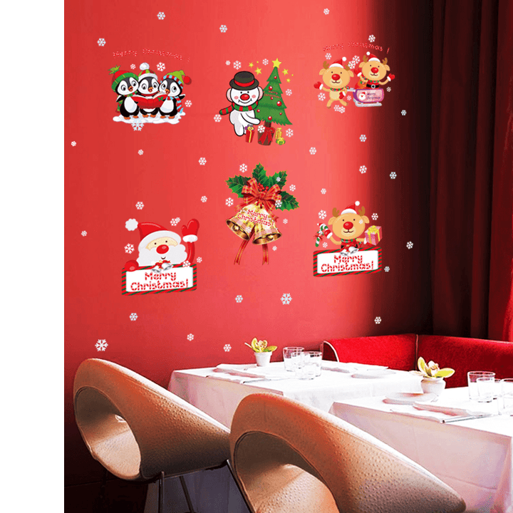 Miico SK9108 Christmas Sticker Window Cartoon Penguin Pattern Wall Stickers Removable for Room Decoration - Trendha