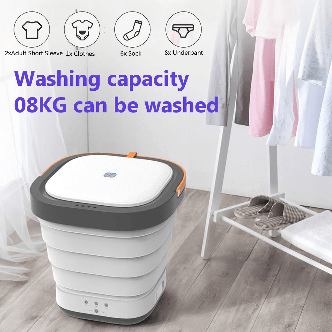 Portable Mini Clothes Washing Machine Foldable Sterilization Washer for Travel Home Camping Apartments Dorms RV Business - Trendha