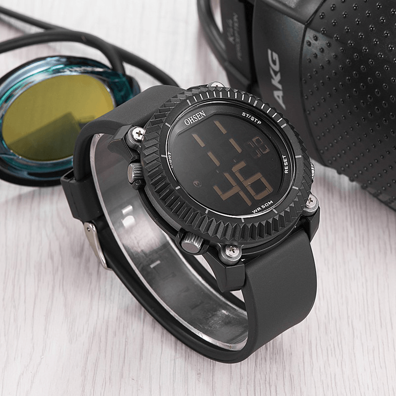 OHSEN 1710 Digital Watches Stopwatch Alarm Military Sport Swimming Men LED Watch - Trendha