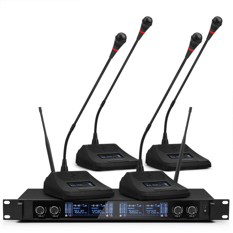 Professional UHF 4 Channel 2 Channel Wireless Handheld Microphone System Mic for Stage Church Family Party Karaoke Meeting - Trendha