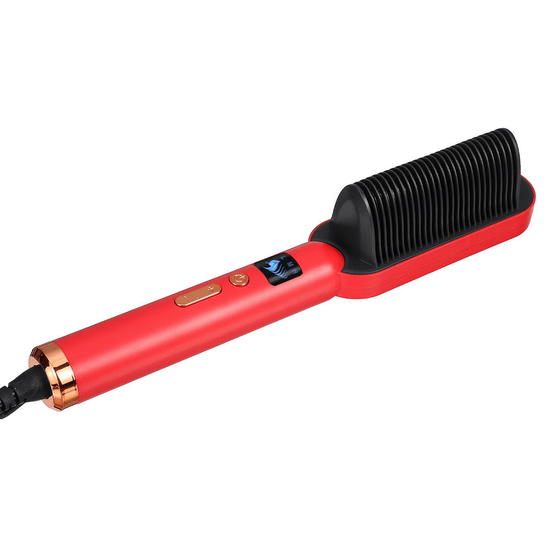 2 in 1 Hair Straightener Comb 3 Gears Hot Negative Ion Curling Brush Hair Styling Tool - Trendha