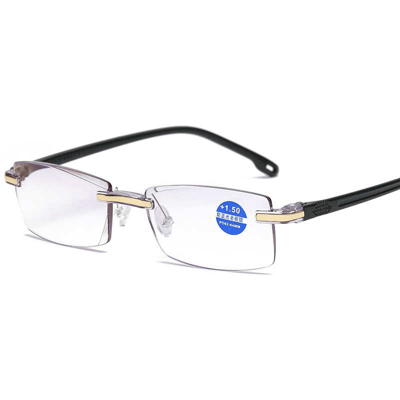 Frameless Diamond Trimming Reading Glasses Anti-Blue Light Neutral Reading Glasses with Glasses Box - Trendha