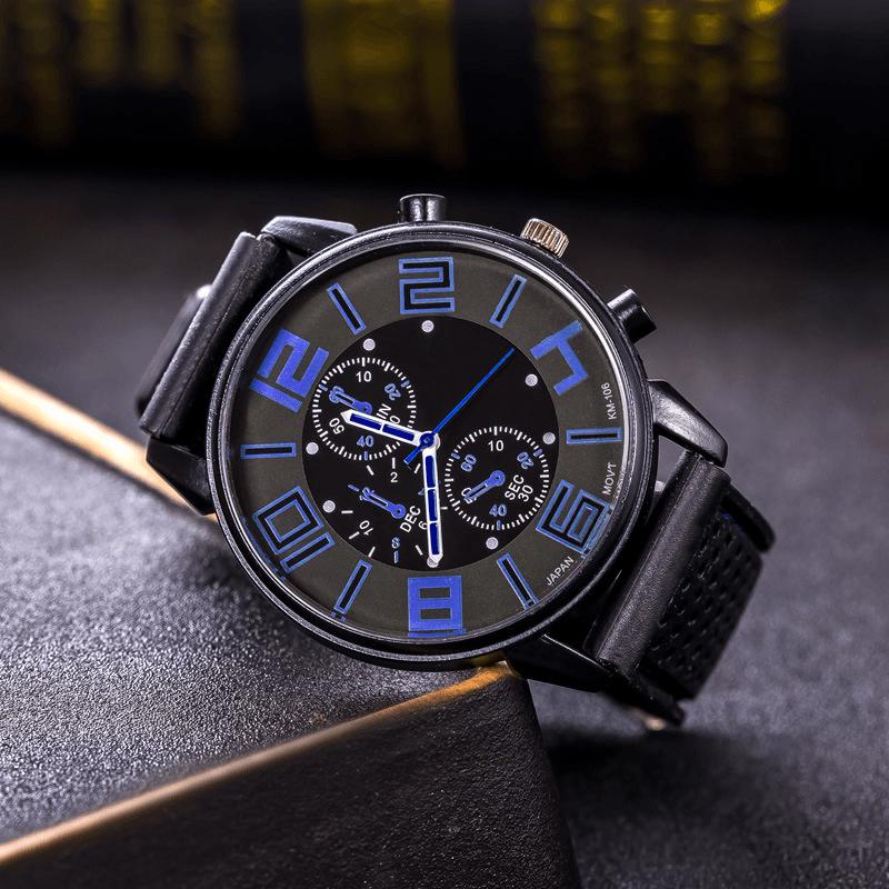 Fashion Casual Leather Men Business Watch Decorated Pointer Quartz Watch - Trendha