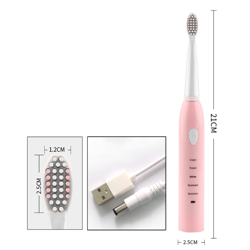Sonic Vibration Five-Speed Adjustment Soft Hair Adult Home Ultrasonic Electric Toothbrush - Trendha