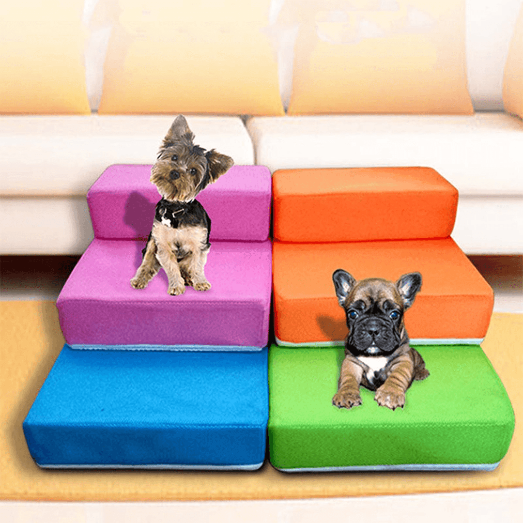 Pet Stair 2 Step Portable Puppy Dog Cat Soft Indoor Sofa Bed Folding Ramp Ladder Pet Bed - Trendha
