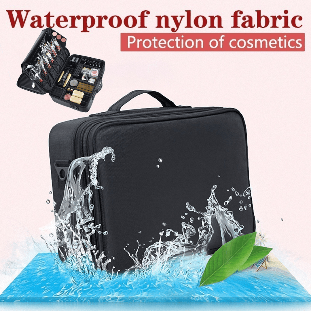 Women Makeup Bag 2/3 Layer Space Travel Organizer Storage Handle Waterproof - Trendha