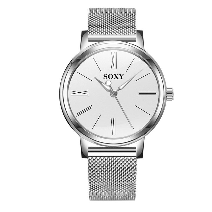 SOXY 0160 Casual Style Men Wrist Watch Stainless Steel Needle Buckle Quartz Watch - Trendha