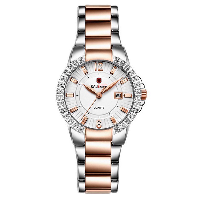 KADEMAN 826L Fashion Women Watch Light Luxury Waterproof Date Display Stainless Steel Strap Quartz Watch - Trendha