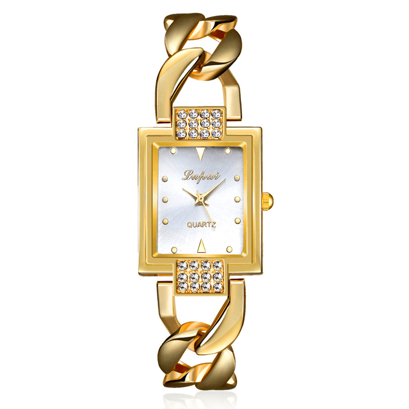 LVPAI P031 Classic Design Women Wrist Watch Full Metal Rectangle Dial Quartz Watch - Trendha
