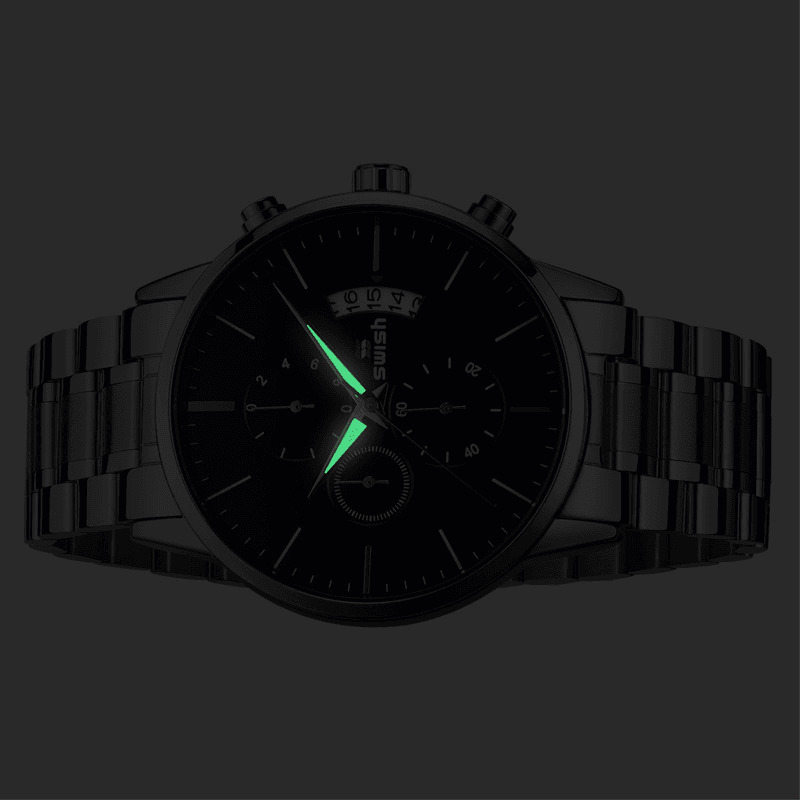 SWISH 917 Fashion Men Watch 3ATM Waterproof Luminous Date Display Stainless Steel Strap Quartz Watch - Trendha