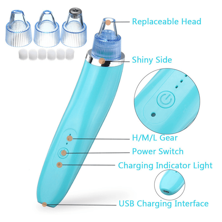 XD-5002 Face Facial Cleansing DC5V 850Ma USB Electric Nose Pore Cleanser Cleaner Vacuum Beauty Machine Blackhead Zit Acne Remover Tool - Trendha