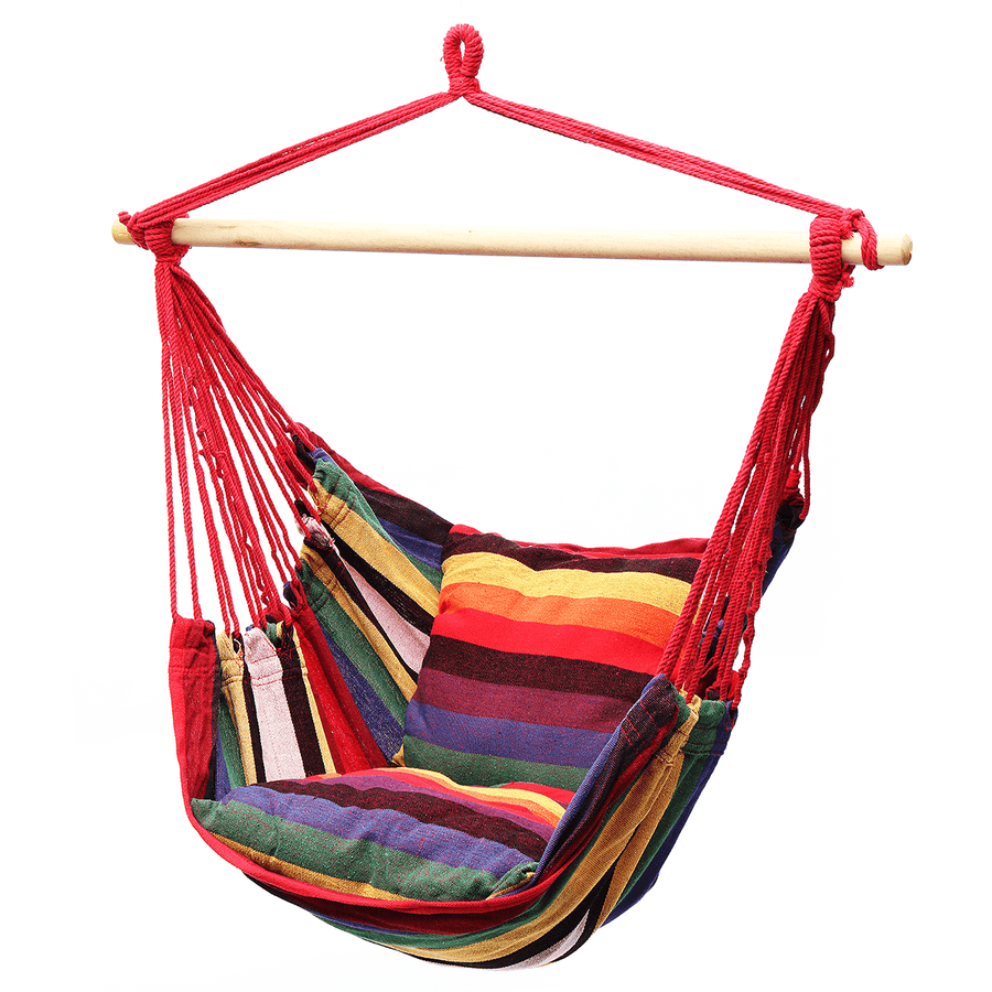 Hanging Hammock Chair Swing Bed Outdoor Indoor Camping Garden Home & 2 Pillows - Trendha
