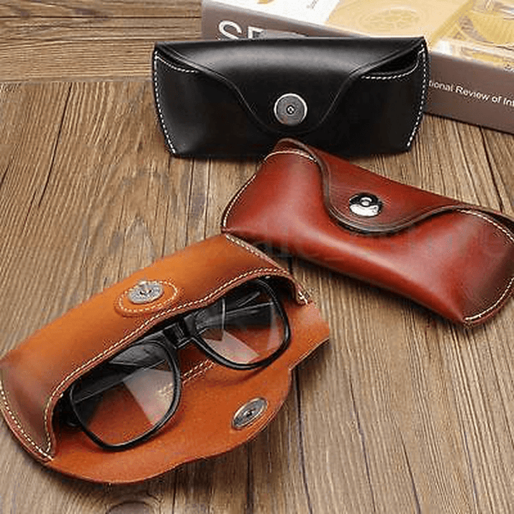 Vintage Handmade Cow Leather Glasses Case Causal Jeans Belt Eye Glasses Box - Trendha