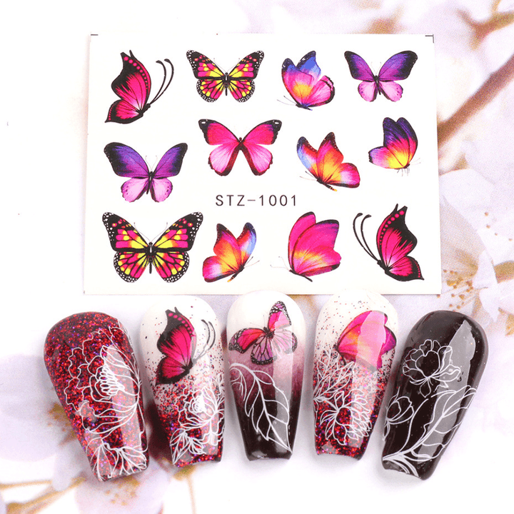 30 Pcs Nail Art Stickers Retro Watercolor Big Butterfly Water Transfer Stickers - Trendha